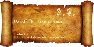 Uzsák Hieronima névjegykártya